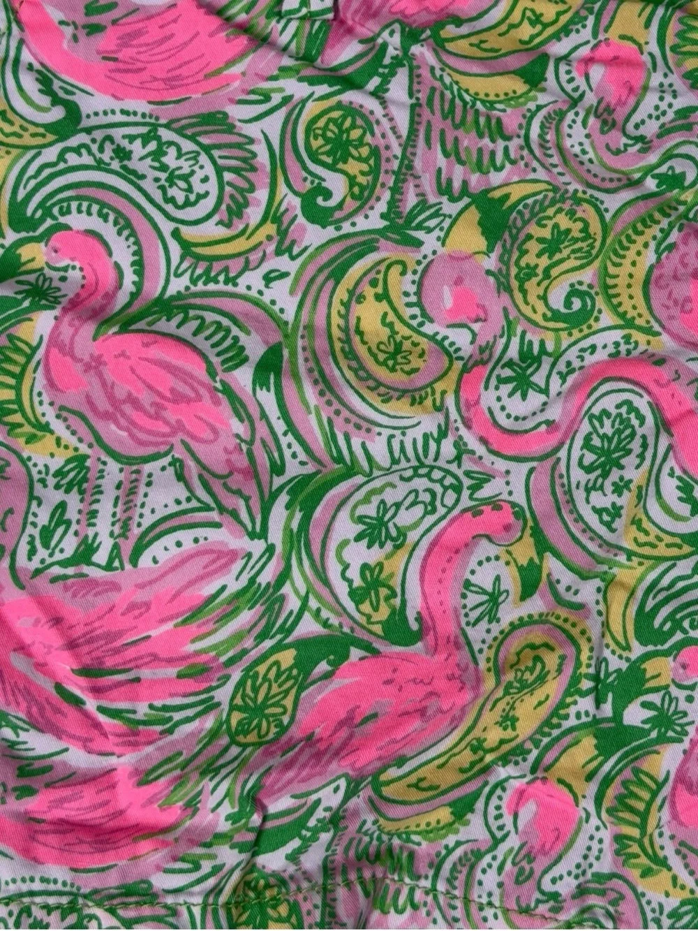 Lilly Pulitzer Pink Flamingo & Lime Paisley High-Rise Shorts